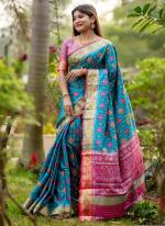 Soft Banarasi Silk Sky Blue Traditional Wear Weaving Saree